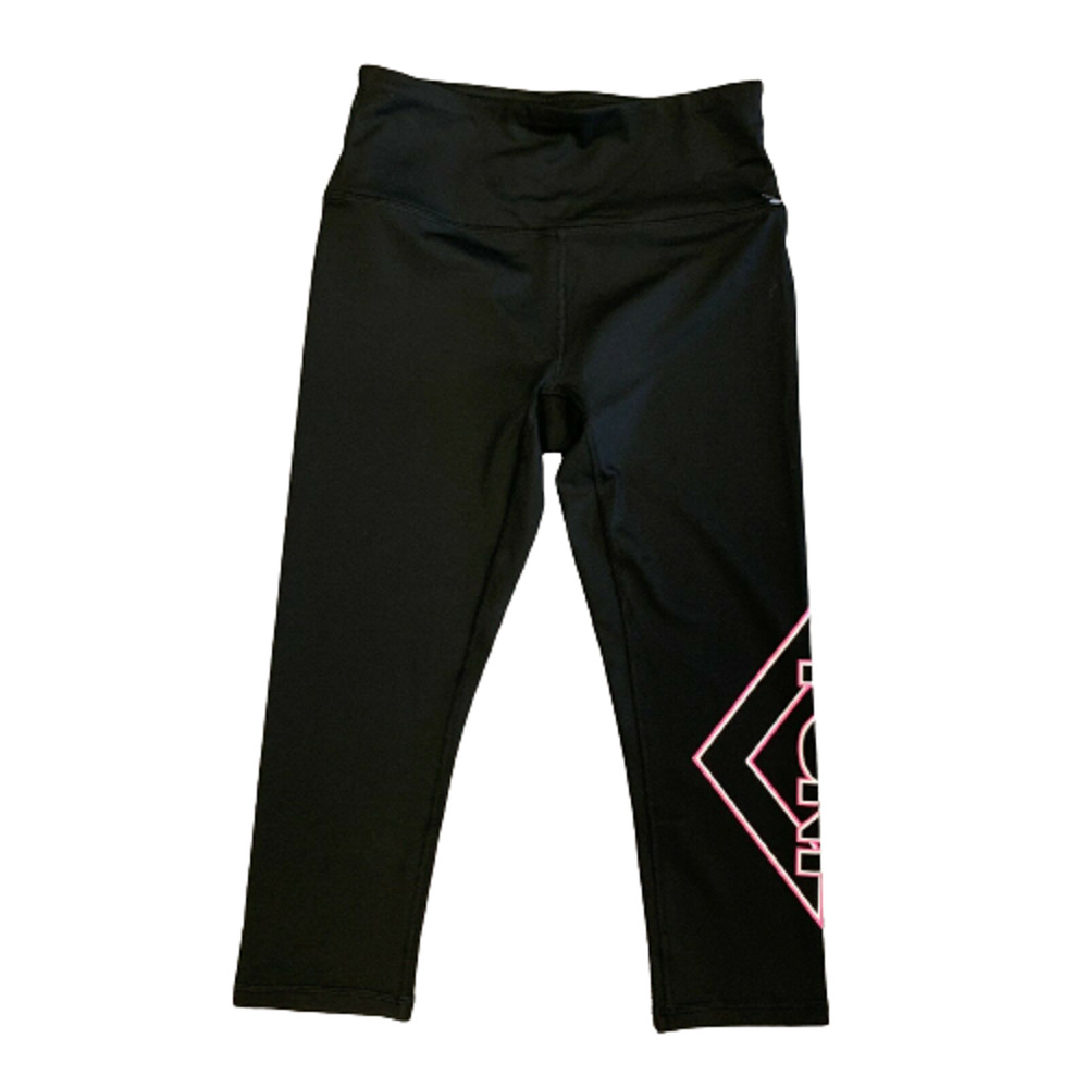 Pony Leggings Capri Women's Size S Illusion Logo Stretch Black Workout Crop Pant
